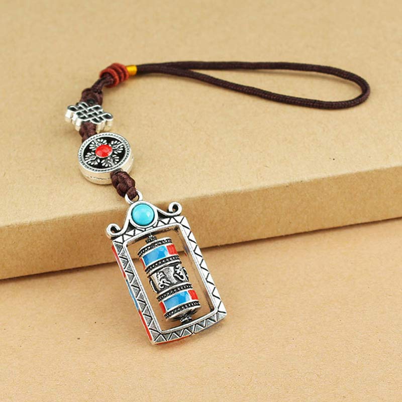 BWOOOH Six True Words Prayer Wheel Rotation Knot Blessing Keychain Decoration | spiritual healing bracelet