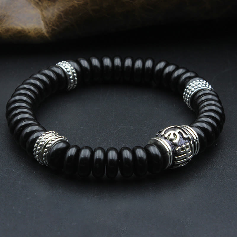 BWOOOH Natural Tibetan Coconut Shell Om Mani Padme Hum Positive Bracelet | spiritual healing bracelet