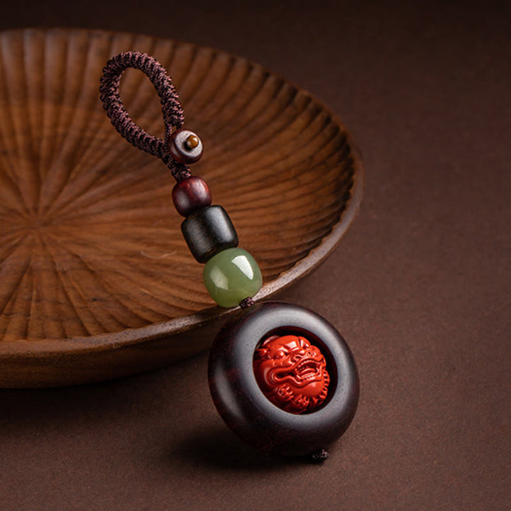 BWOOOH Tibet Om Mani Padme Hum PiXiu Copper Coin Small Leaf Red Sandalwood Cinnabar Pro | PiXiu