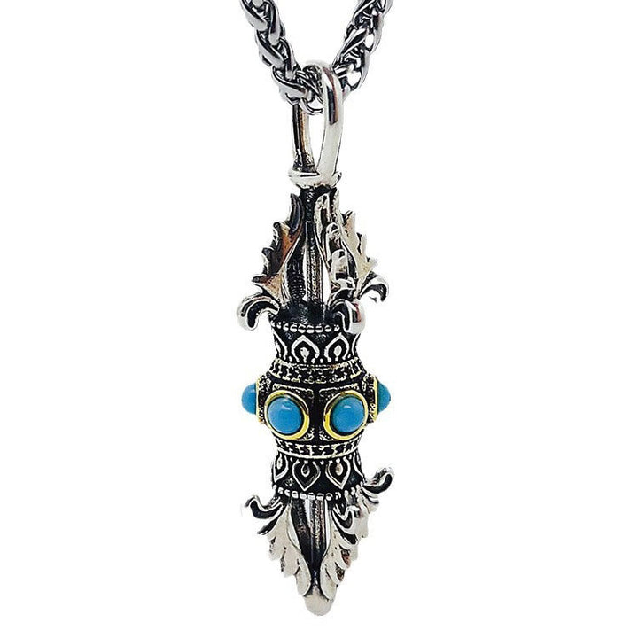 BWOOOH Tibet Vajra Dorje Pattern Copper Luck Wealth Metal Necklace Pendant