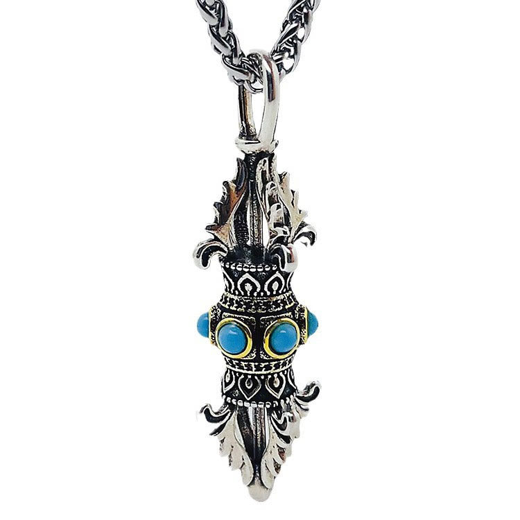 BWOOOH Tibet Vajra Dorje Pattern Copper Luck Wealth Metal Necklace Pendant