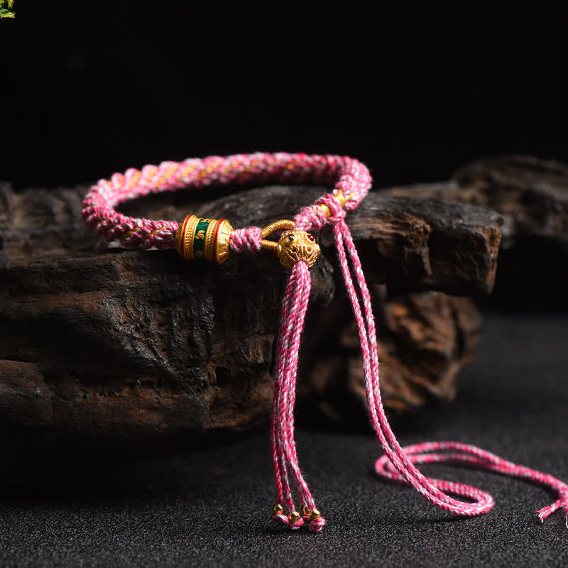 BWOOOH Tibetan Handmade Luck Prayer Wheel Bead Charm Weave Colorful String Bracelet