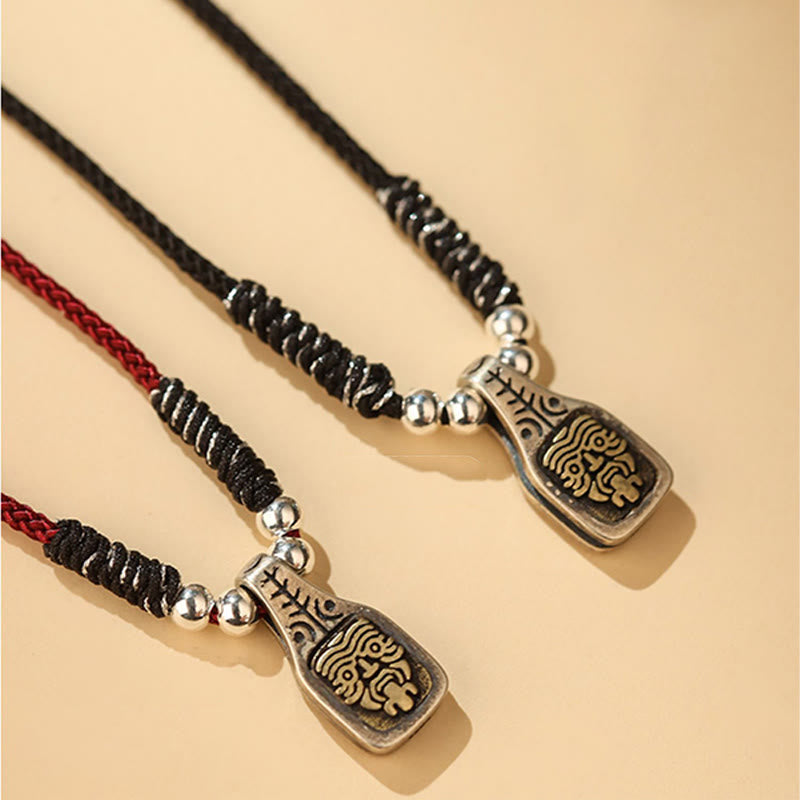 BWOOOH Tibetan 925 Sterling Silver Zakiram Goddess of Wealth Protection Rope Necklace Pendant