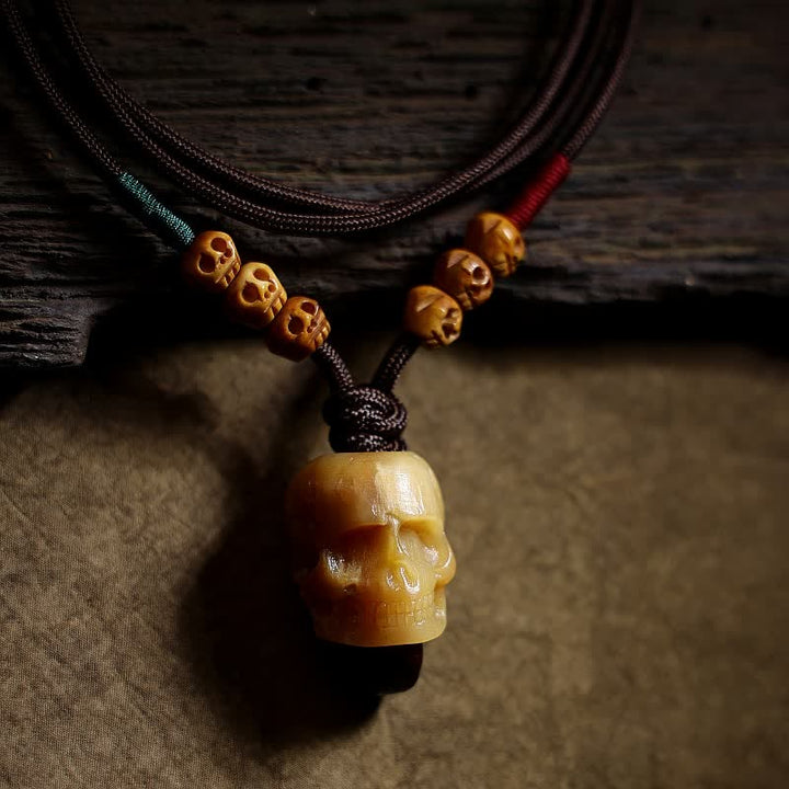 BWOOOH Tibetan Camel Bone Skull Lord of the Corpse Forest Protection Necklace Pendant