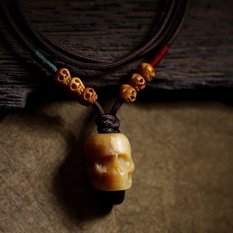 BWOOOH Tibetan Camel Bone Skull Lord of the Corpse Forest Protection Necklace Pendant