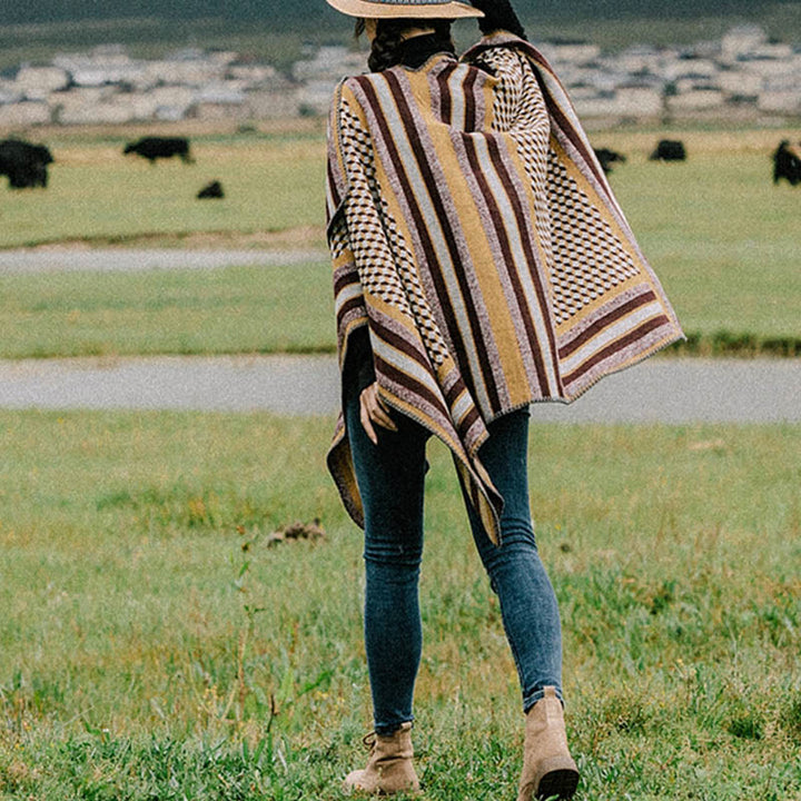 BWOOOH Tibetan Shawl Classic Pattern Winter Cozy Warm Tra