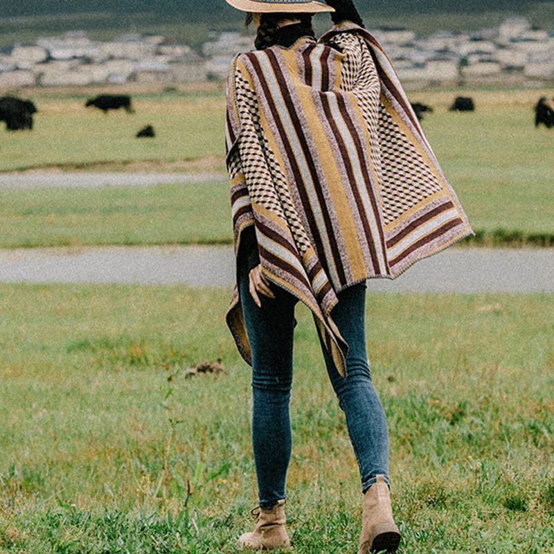 BWOOOH Tibetan Shawl Classic Pattern Winter Cozy Warm Tra