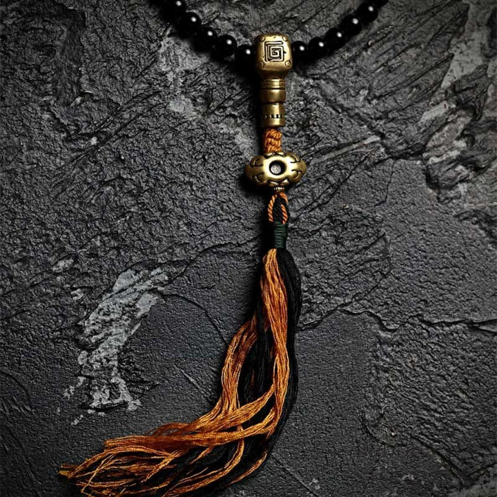 BWOOOH Tibetan 108 Mala Beads Black Onyx Tiger Eye Nine Palaces Bagua Protection Bracelet