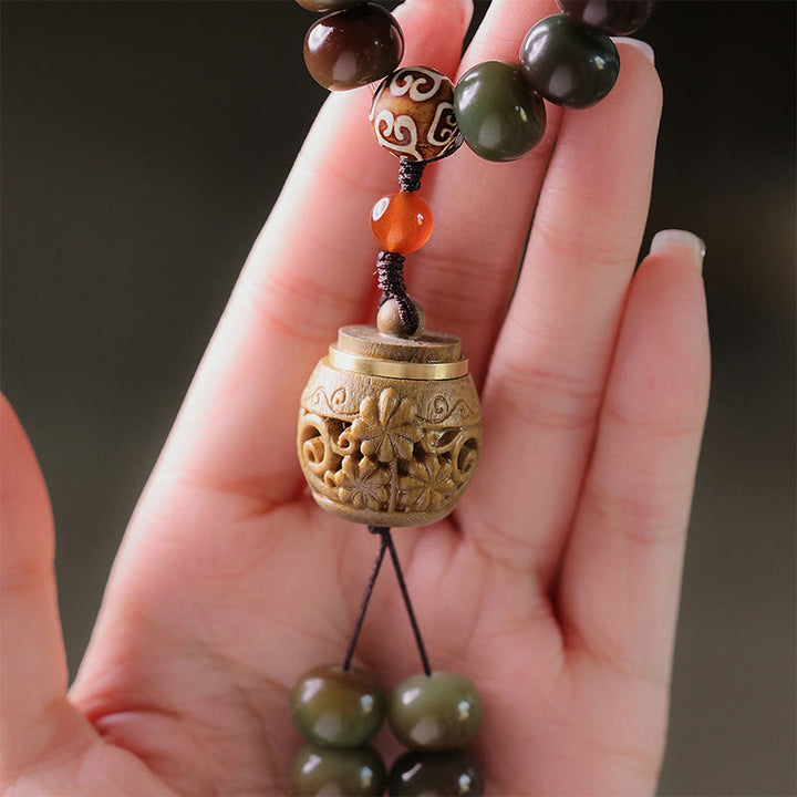 BWOOOH 108 Mala Beads Dunhuang Color Bodhi Seed Dzi Bead Keep Away Evil Spirits Bracelet