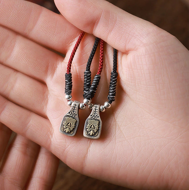 BWOOOH Tibetan 925 Sterling Silver Zakiram Goddess of Wealth Protection Rope Necklace Pendant