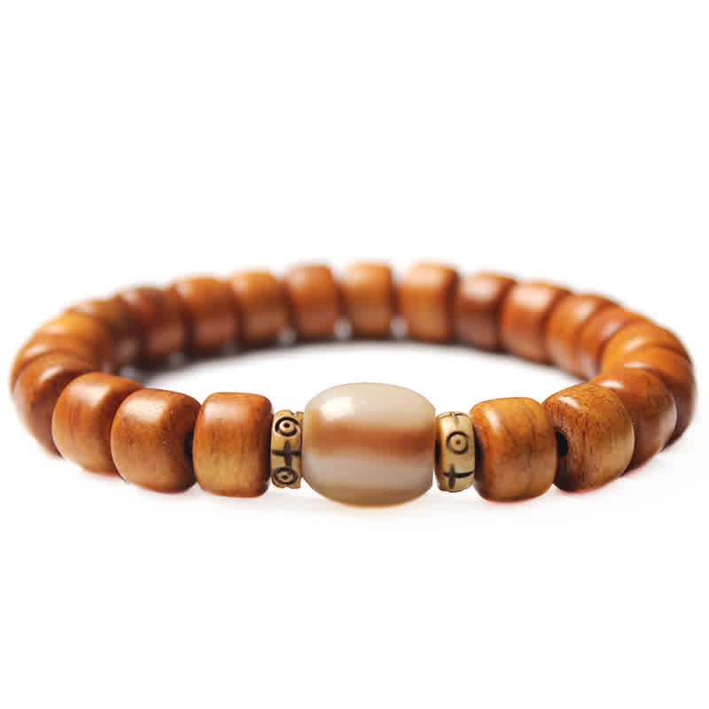 BWOOOH Tibetan Bone Beads Om Mani Padme Hum Strength Bracelet