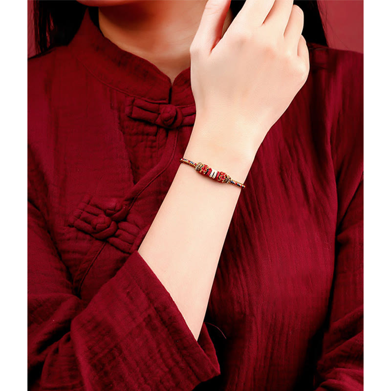 BWOOOH Handmade Dunhuang Color Luck Braid String Bracelet