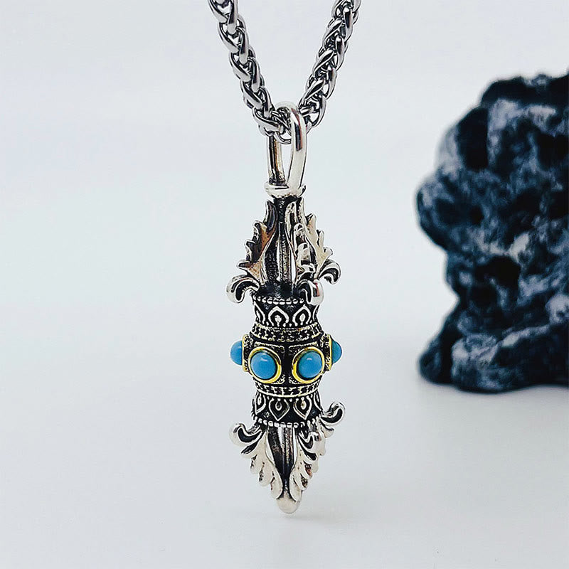 BWOOOH Tibet Vajra Dorje Pattern Copper Luck Wealth Metal Necklace Pendant