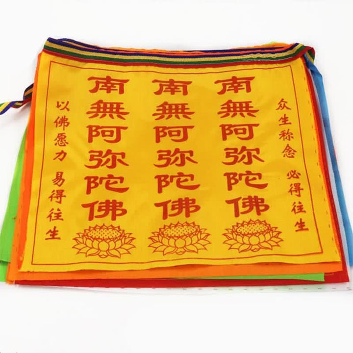 Buddha Stones Tibetan 7 Colors Windhorse Letter Auspicious Lotus Outdoor 21 Pcs Prayer Flag
