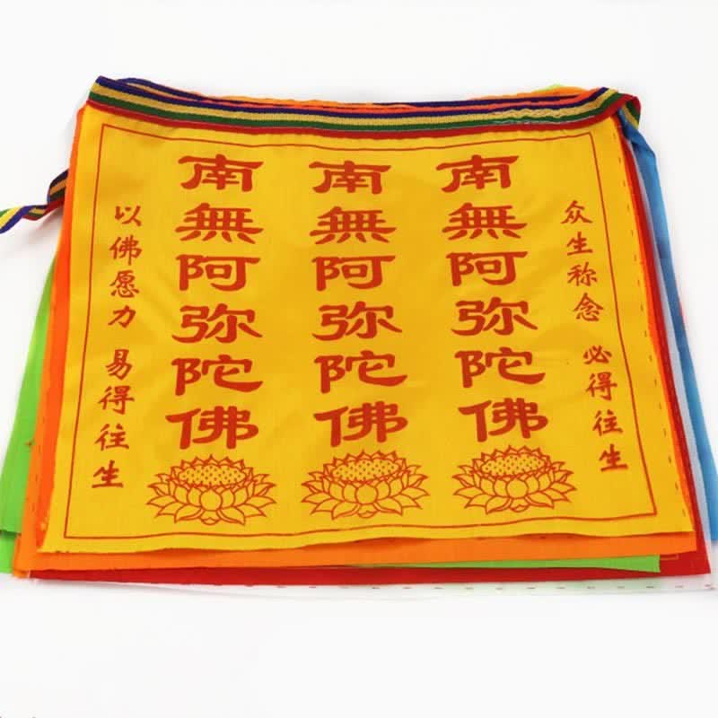 Buddha Stones Tibetan 7 Colors Windhorse Letter Auspicious Lotus Outdoor 21 Pcs Prayer Flag