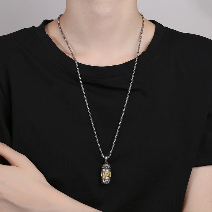 BWOOOH Tibet Om Mani Padme Hum Carved Wisdom Purity Chain Leather Rope Necklace