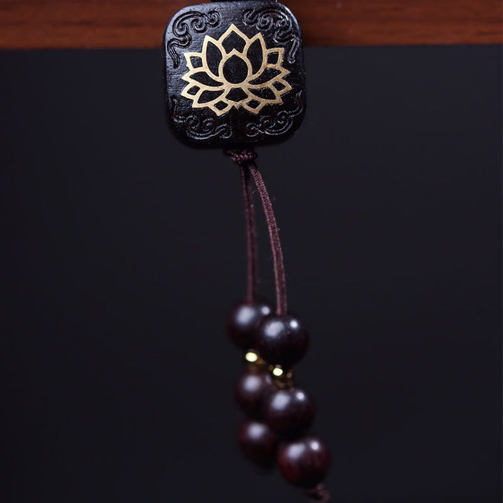BWOOOH 108 Mala Beads Tibetan Small Leaf Red Sandalwood Lotus Balance Bracelet