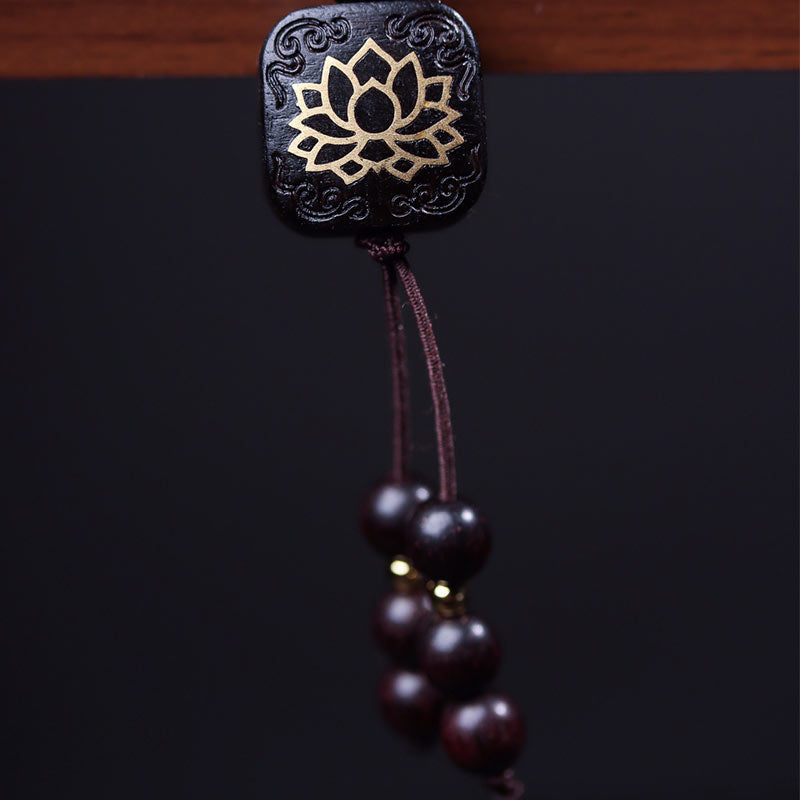 BWOOOH 108 Mala Beads Tibetan Small Leaf Red Sandalwood Lotus Balance Bracelet
