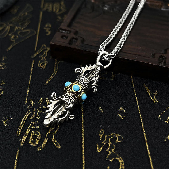 BWOOOH Tibet Vajra Dorje Pattern Copper Luck Wealth Metal Necklace Pendant