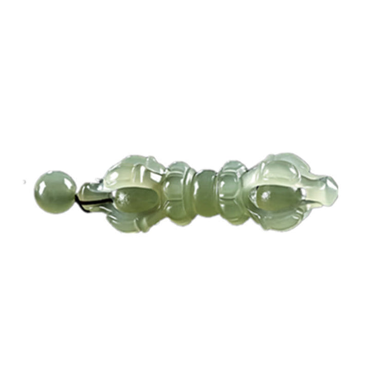 BWOOOH Tibetan Natural Hetian Cyan Jade White Jade Dorje Vajra Engraved Success Necklace Pendant