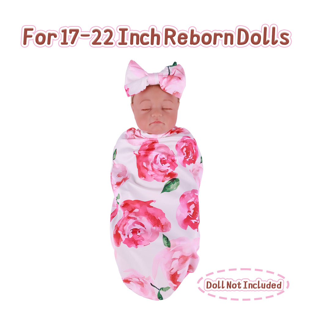 17"-20" Dollreborns®Adorable baby Swaddle Blanket And Headband Set