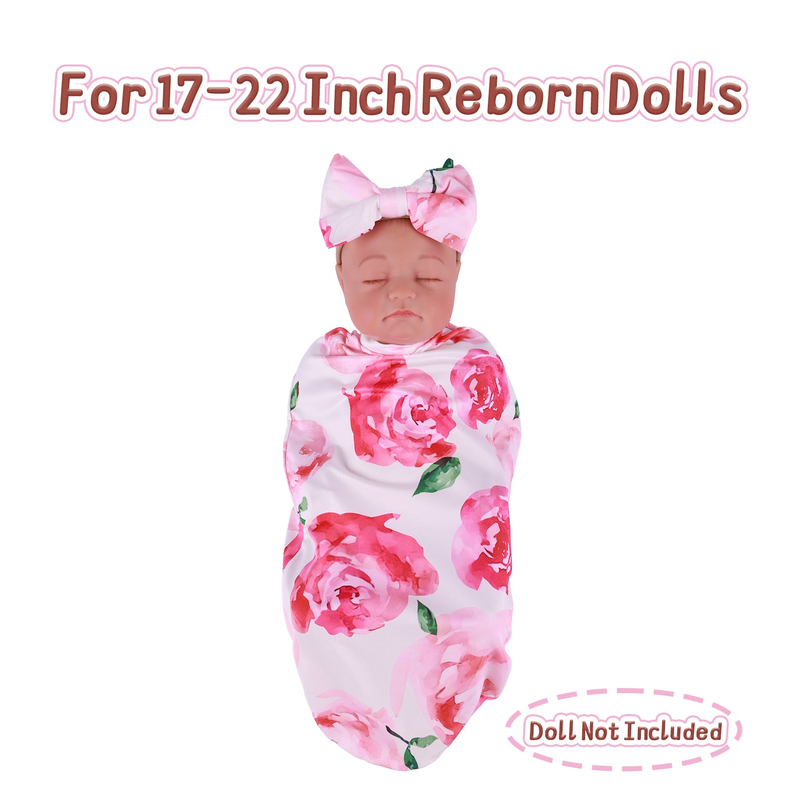 17"-20" Dollreborns®Adorable baby Swaddle Blanket And Headband Set