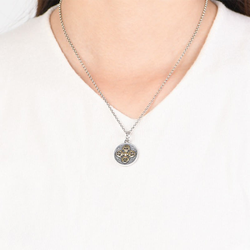 BWOOOH 925 Sterling Silver Double Dorje Vajra Blessing Necklace Pendant