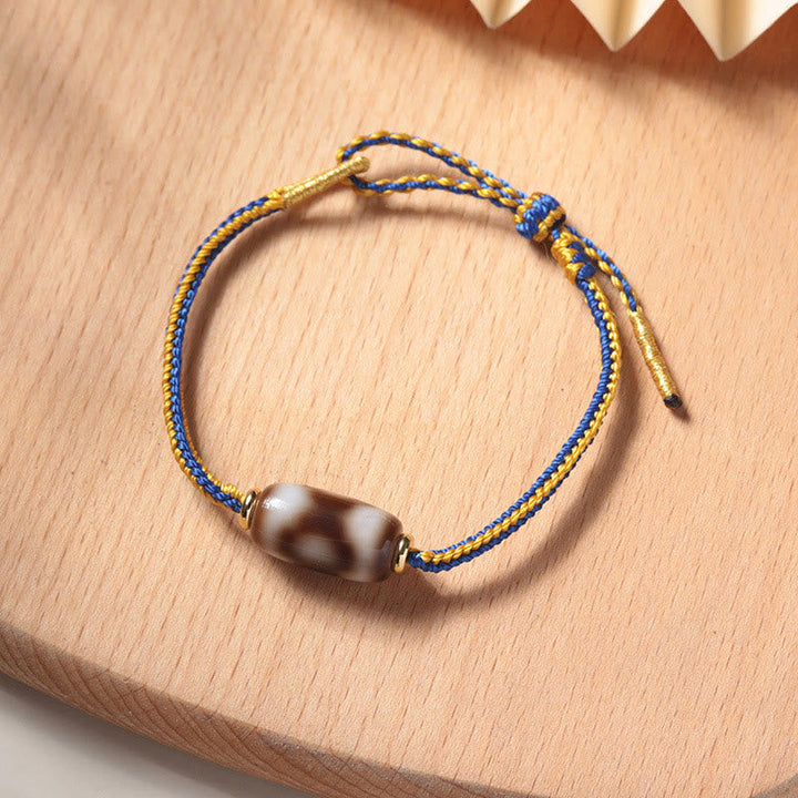 BWOOOH Tibetan Three-eyed Dzi Bead Luck Happiness Bracelet