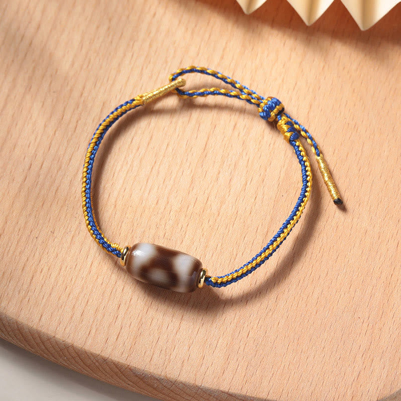 BWOOOH Tibetan Three-eyed Dzi Bead Luck Happiness Bracelet