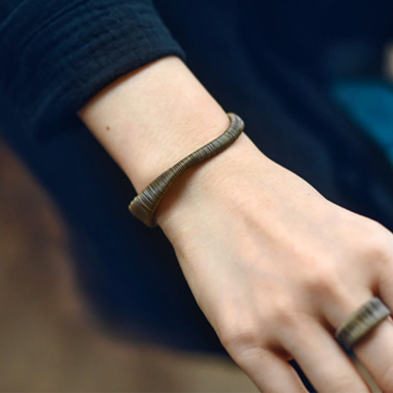 BWOOOH Simple Design Wrapped Brass Copper Luck Wealth Adjustable Cuff Bracelet | spiritual healing bracelet