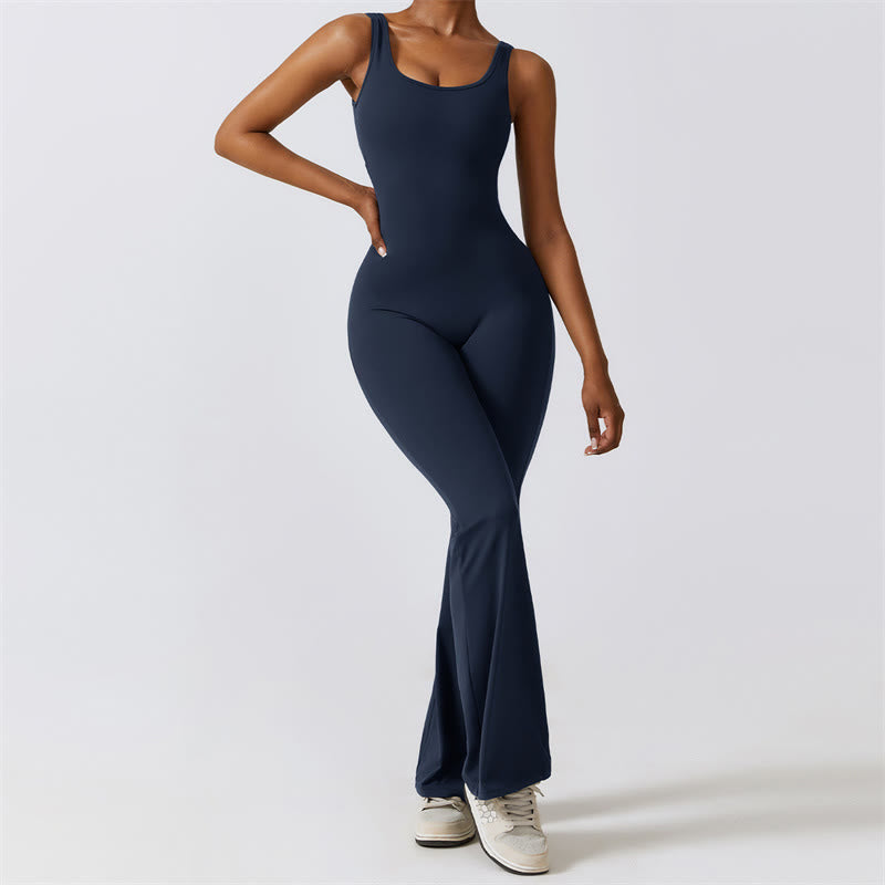 BWOOOH printed yoga pants - Women Workout Sleeveless Jumpsuit Flare 