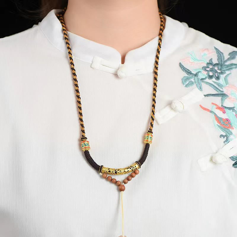 BWOOOH Tibetan Handmade King Kong Knot Om Mani Padme Hum Prayer Wheel String Necklace Pendant