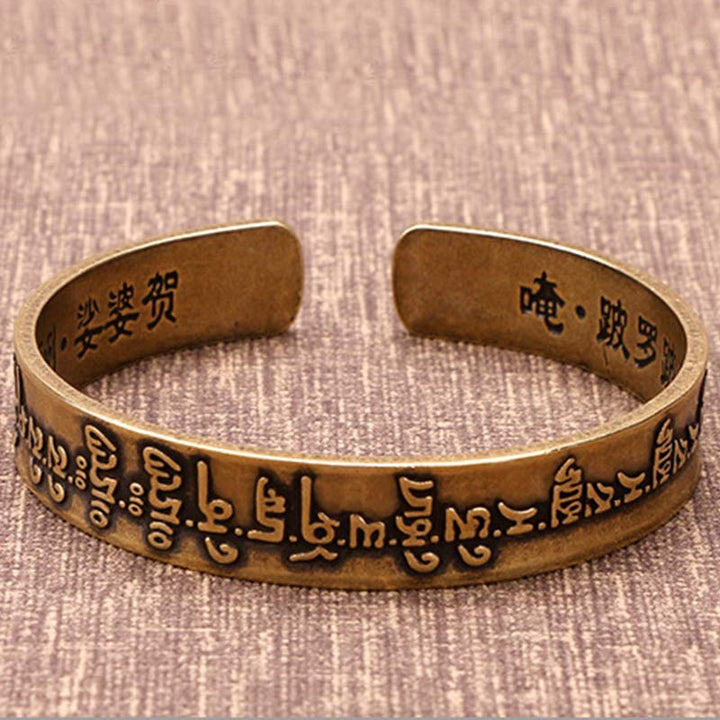 BWOOOH Tibetan Mahāpratisarā Mantra Sanskrit Copper Brass Healing Bracelet Bangle