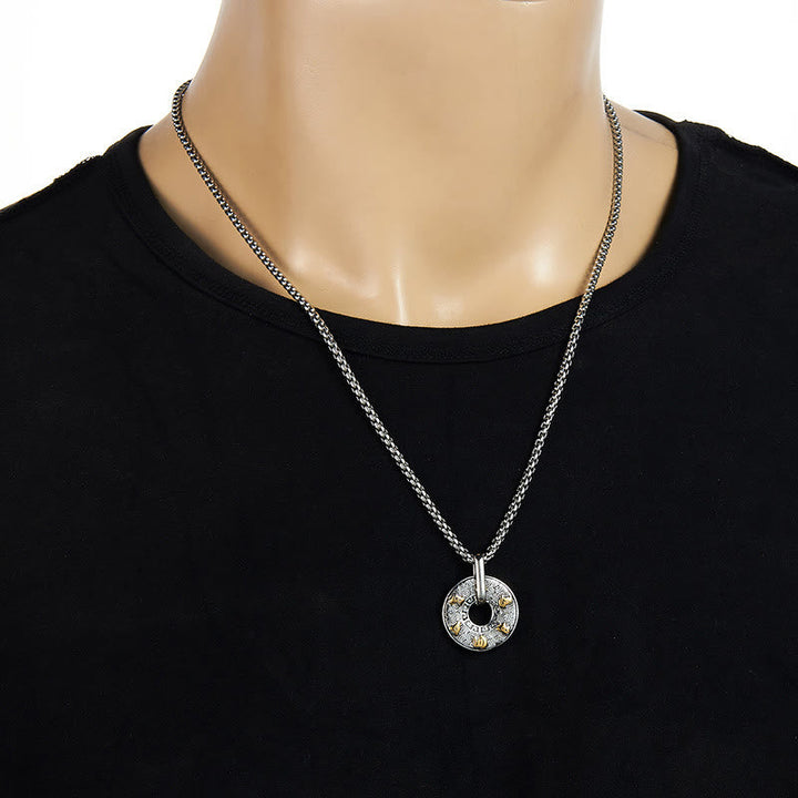 BWOOOH Tibetan Om Mani Padme Hum Peace Buckle Creativity Necklace Pendant
