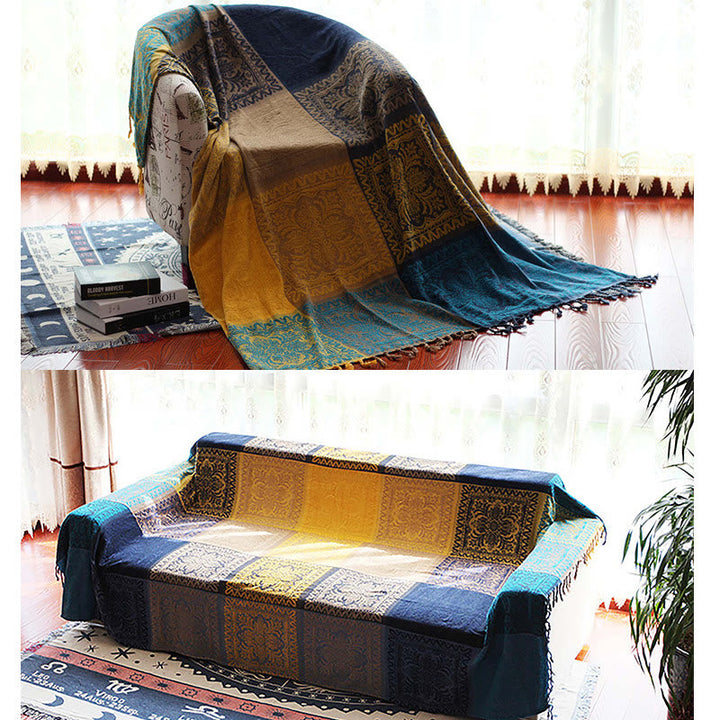 BWOOOH Tibetan Colorful Flower Pattern Hand-Dyed Cozy Bla