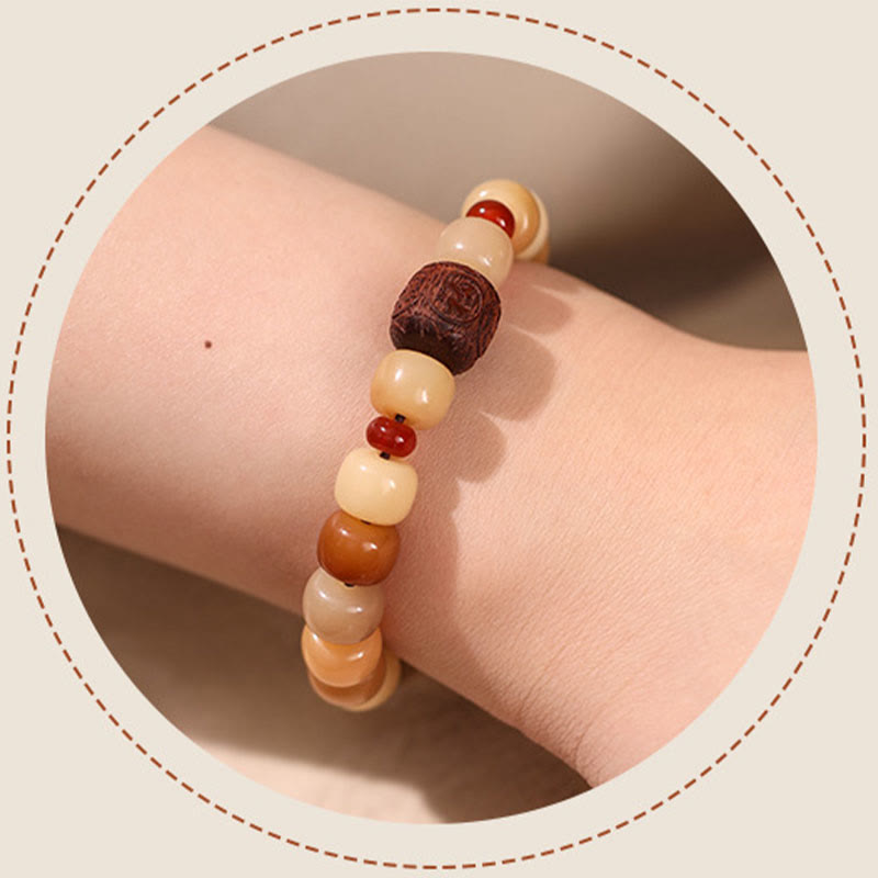 BWOOOH Natural Bodhi Seed The Lord of the Corpse Forest Om Mani Padme Hum Wisdom Bracelet