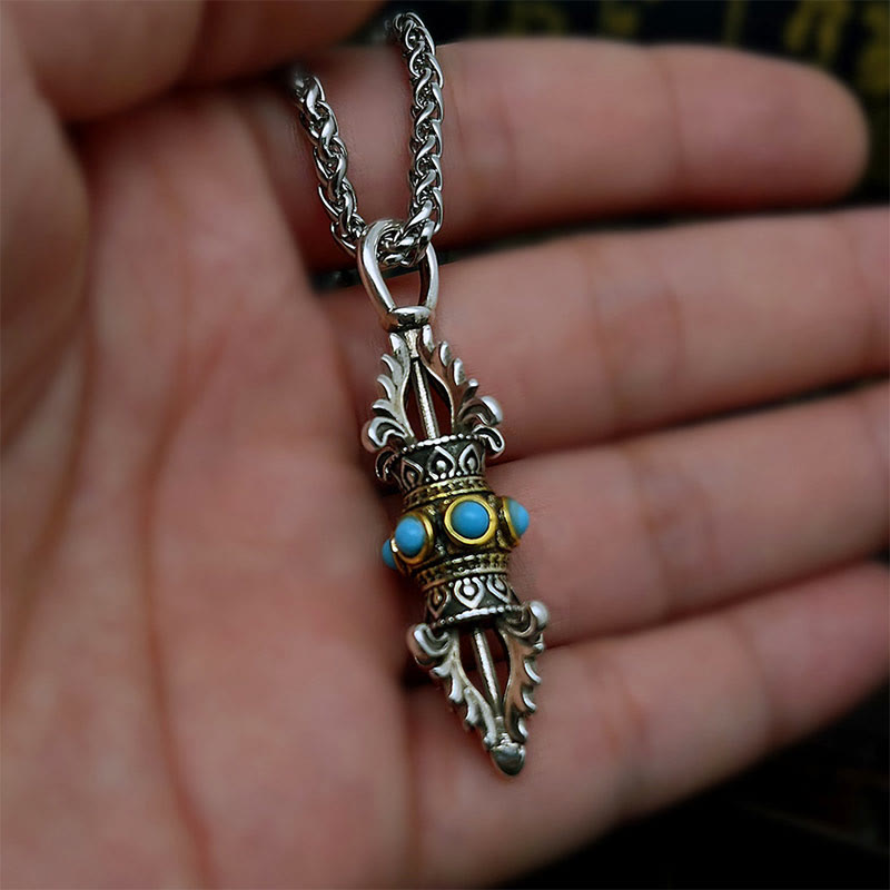 BWOOOH Tibet Vajra Dorje pattern copper luck wealth metal necklace pendant
