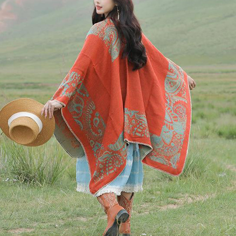 BWOOOH Tibetan Shawl Simple Pattern Winter Cozy Travel Sc