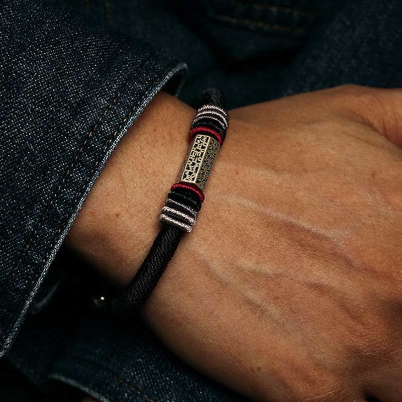 BWOOOH 925 Sterling Silver Om Mani Padme Hum Peace Red String Bracelet