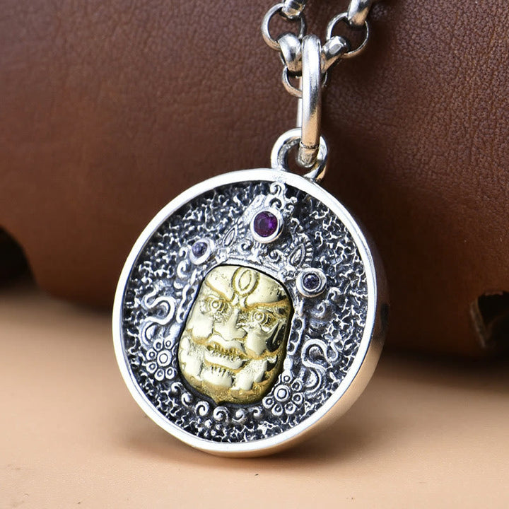 BWOOOH 925 Sterling Silver Zakiram Goddess of Wealth Dorje Vajra Spiritual Necklace Pendant