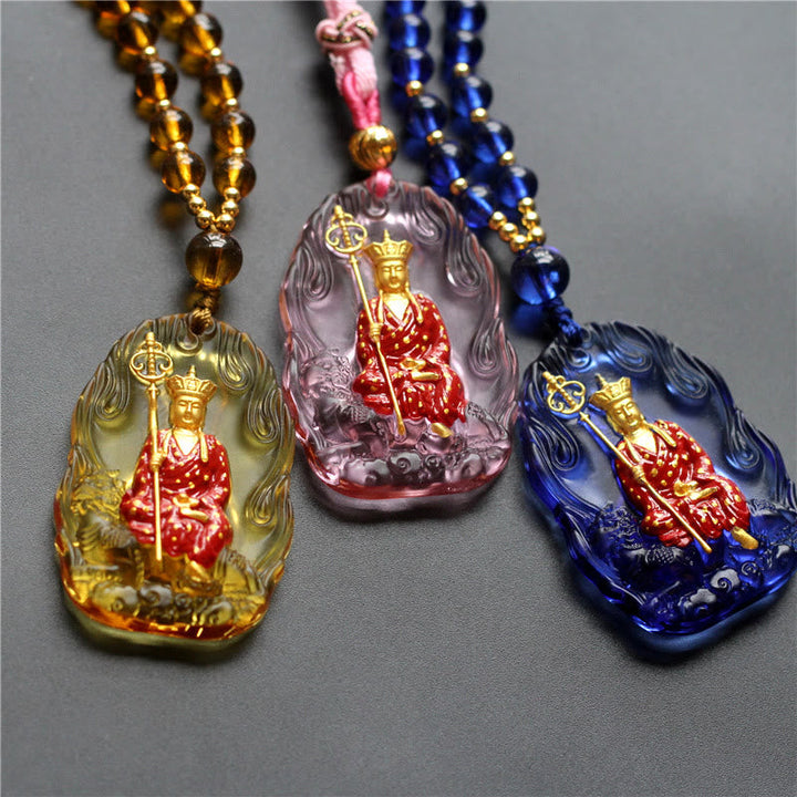 BWOOOH Ksitigarbha Buddha Liuli Crystal Compassion Amulet Necklace Pendant