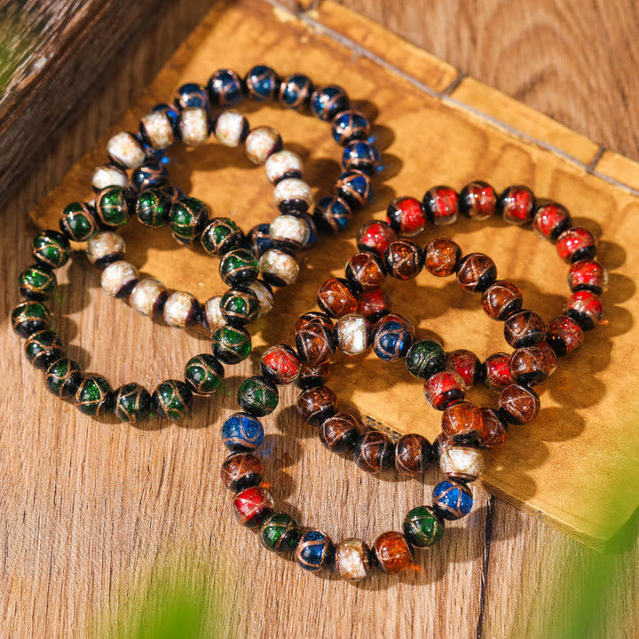 BWOOOH Tibetan Classic Liuli Glass Bead Luck Wealth Bracelet
