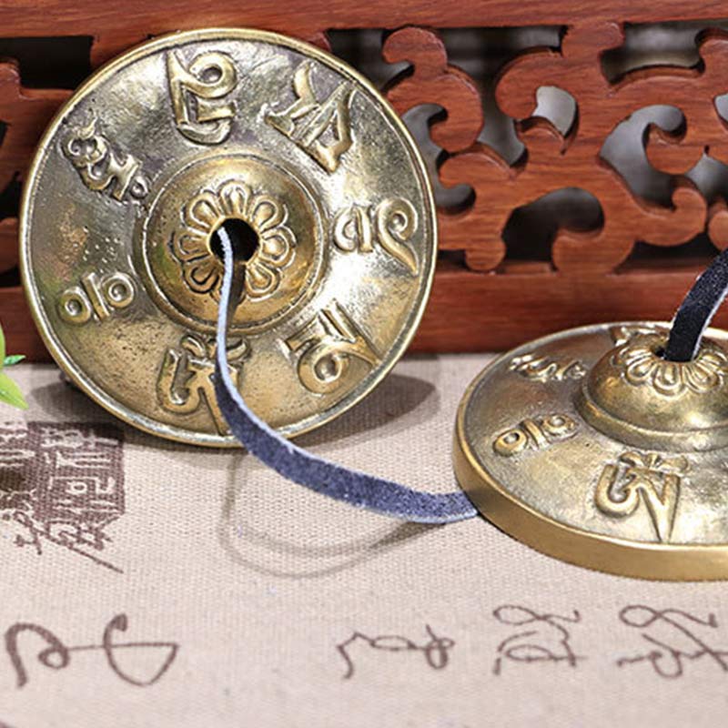BWOOOH Tibetan Tingsha Bell Six True Words Dragon Copper Balance Decoration With Bag | spiritual healing bracelet