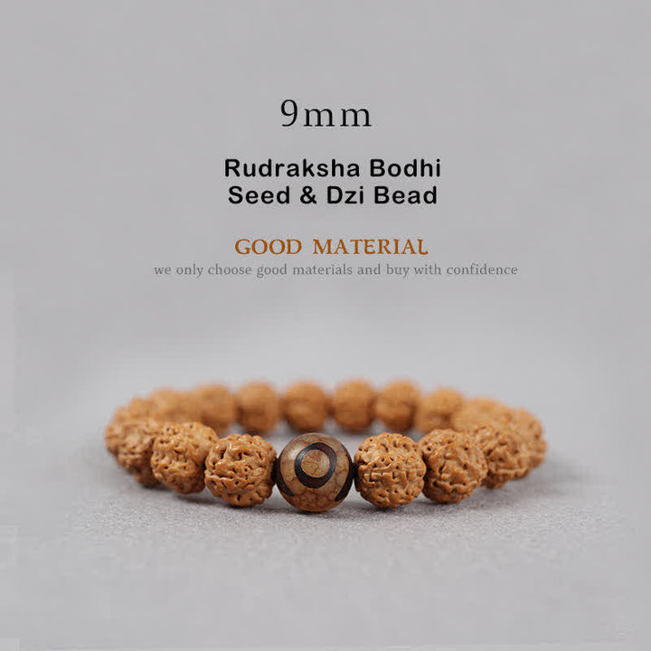 BWOOOH Tibet Rudraksha Bodhi Seed Dzi Bead Amber Turquoise Wealth Bracelet
