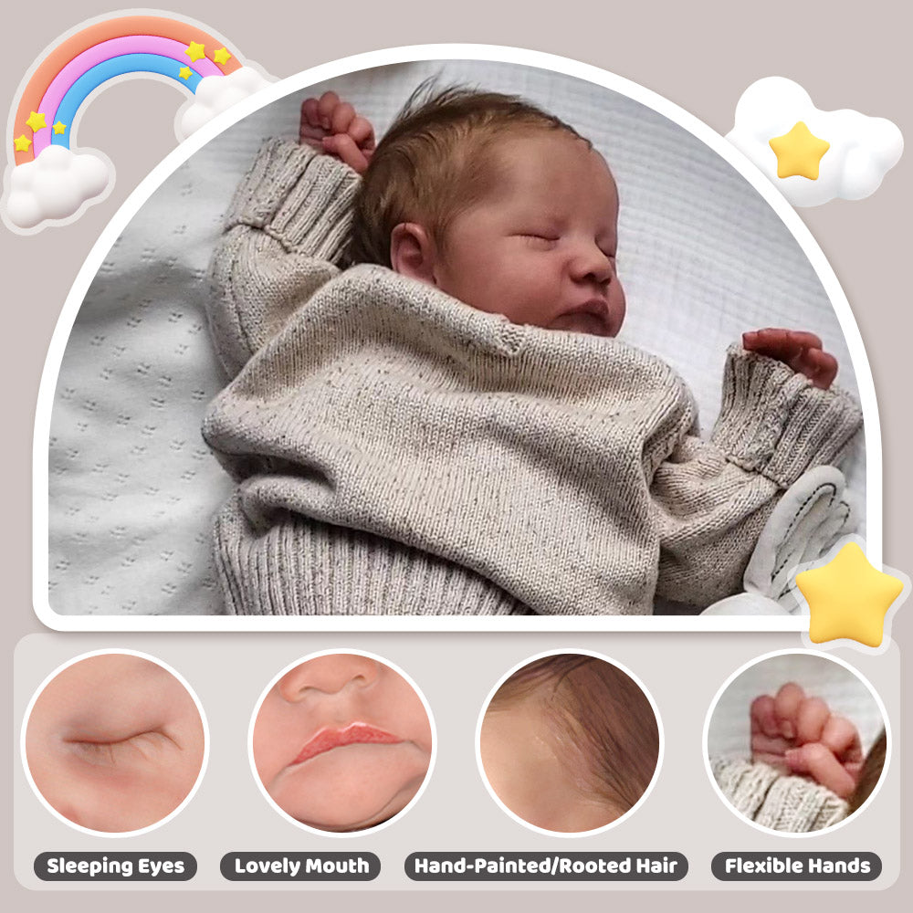 20'' Realistic Newborn Reborn Dolls Named George, 100% Handcrafted Poseable Baby Boy of