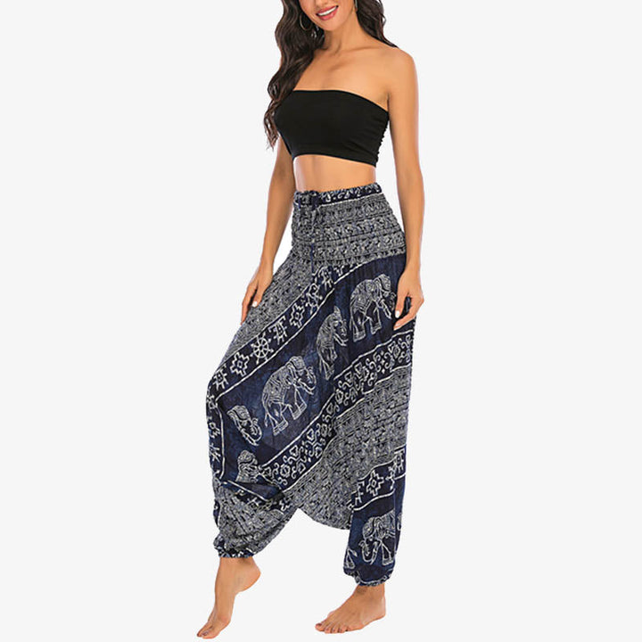 BWOOOH printed harem pants - Two Style Wear Elephant Pattern Loose Sm