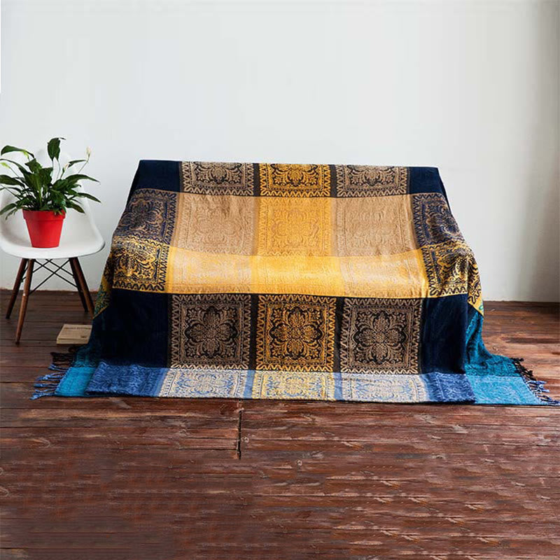 BWOOOH Tibetan Colorful Flower Pattern Hand-Dyed Cozy Bla
