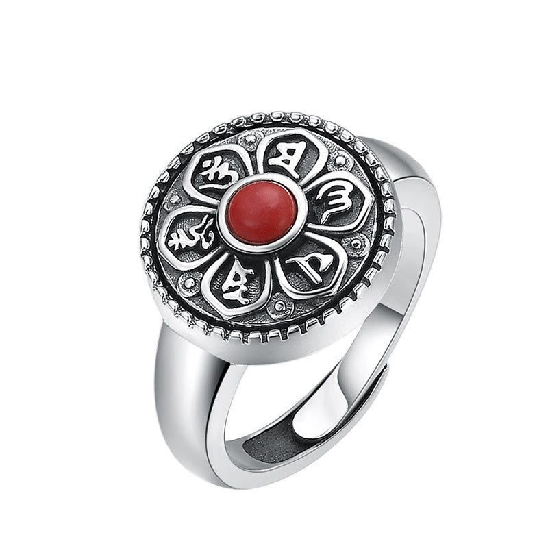 BWOOOH Tibetan Om Mani Padme Hum Peace Rotatable Ring