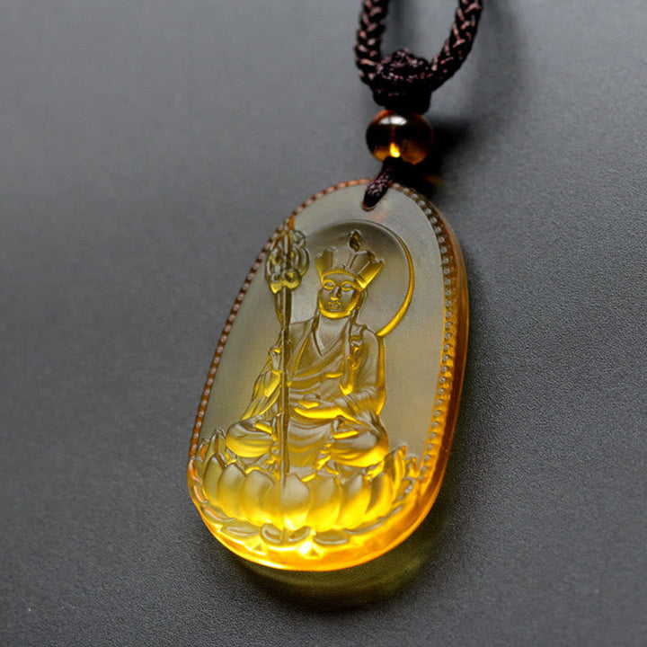 BWOOOH Ksitigarbha Buddha Liuli Crystal Serenity Amulet Necklace Pendant