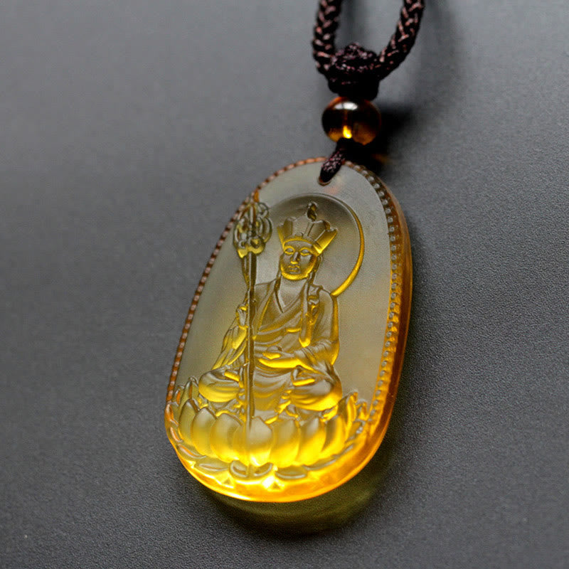 BWOOOH Ksitigarbha Buddha Liuli Crystal Serenity Amulet Necklace Pendant